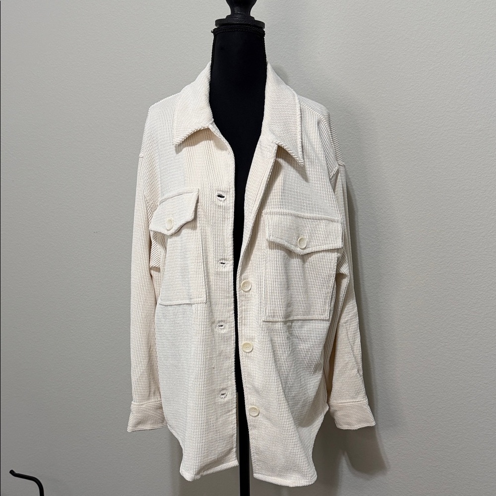 NWT Ashley By 26 International Men's Off-White Shirt Jacket